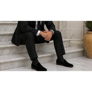 Alberto Fellini Men’s 10.5 Velvet Smoking Loafers Blk Slip On Shoes Formal Prom